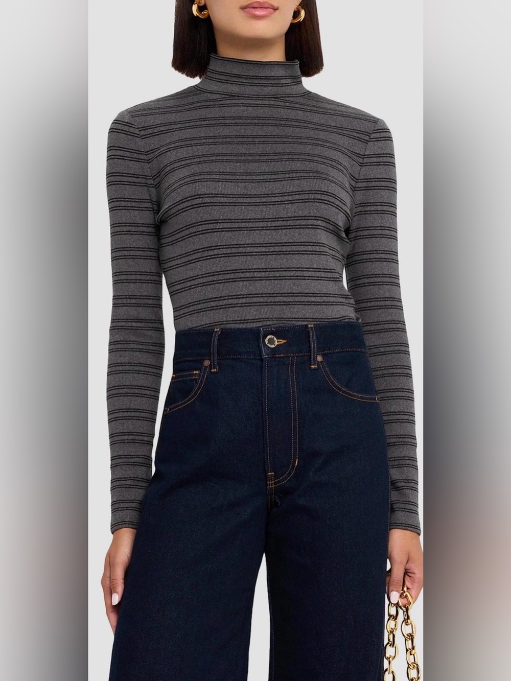 Veronica Beard Nate Striped Rib-Knit Cotton-Blend Top